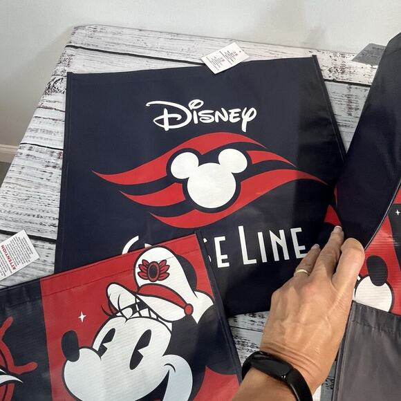 Set of 4 Disney Cruise Line Large Reusable Shopping Tote Bags 18"x17" (#1 Mickey - Picture 5 of 7